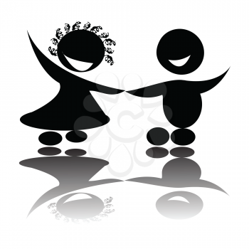 Royalty Free Clipart Image of Child Silhouettes Holding Hands