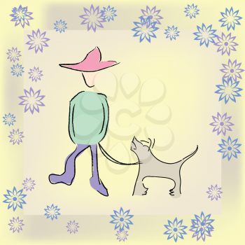 Royalty Free Clipart Iamge of a Boy With a Dog in a Heart Border