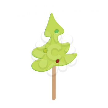 Royalty Free Clipart Image of a Christmas Tree Lollipop