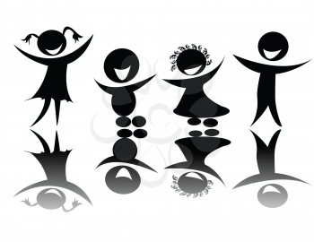 Royalty Free Clipart Image of a Happy Children Silhouettes