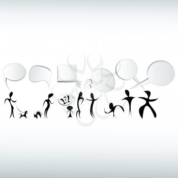 Royalty Free Clipart Image of Text Bubbles and Characters