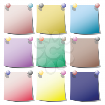 Royalty Free Clipart Image of a Collection of Coloured Paper Notes