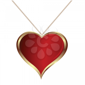 Royalty Free Clipart Image of a Heart Shaped Gold Medallion