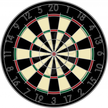 Realistic dart board over white background