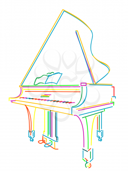 Classical grand piano sketch over white background