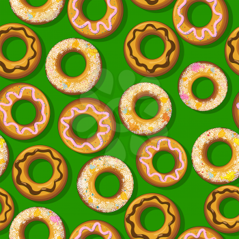 Seamless pattern with fresh donuts. Graphic arts.