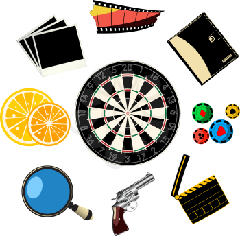 Travel and games icon set on white background