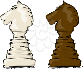 Chess knight drawing against white background