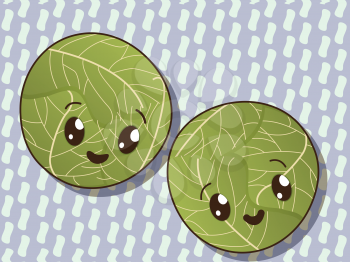 Kawaii style drawing cabbage icons