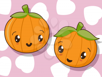 Kawaii pumpkin icons for Thanksgiving Day 