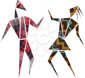Abstract design, dance characters over white