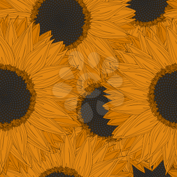 Abstract  sunflowers seamless  pattern design