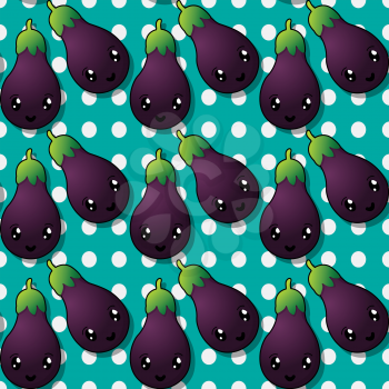 Happy eggplant seamless pattern design