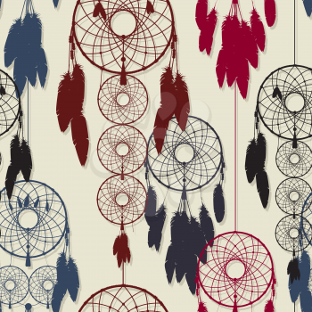 Endless pattern design of dreamcatchers in colors