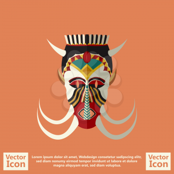 Flat style icon with tribal mask symbol