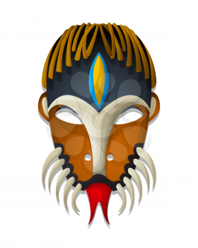 Vector decorative tribal mask, isolated object over white background