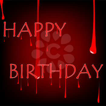 Royalty Free Clipart Image of a Happy Birthday Greeting With Red Drips