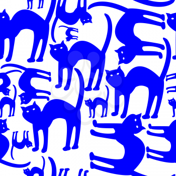 Royalty Free Clipart Image of a Blue Cat Background