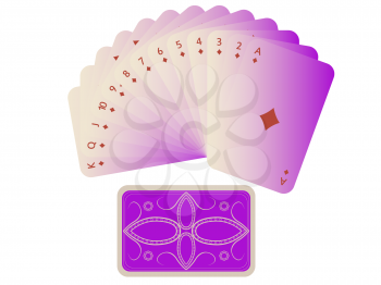 Royalty Free Clipart Image of Diamond Cards Fanned Out