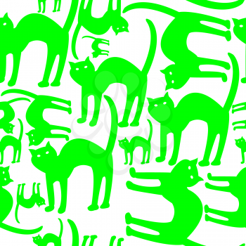 Royalty Free Clipart Image of a Green Cat Background