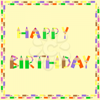 Royalty Free Clipart Image of a Happy Birthday Greeting in Pencils