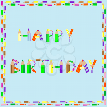 Royalty Free Clipart Image of a Happy Birthday in Pencils