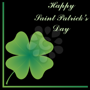 Royalty Free Clipart Image of a Happy Saint Patrick's Day Greeting With a Shamrock