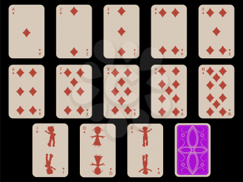 Royalty Free Clipart Image of the Diamonds in a Deck