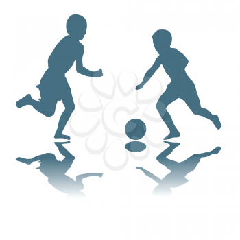 Royalty Free Clipart Image of Kids Playing Soccer