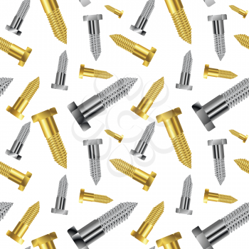 Royalty Free Clipart Image of Gold and Silver Screws