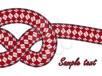 tiled knot on red climbing rope against white background, abstract vector art illustration