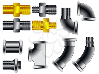 water pipe connectors against white background, abstract vector art illustration