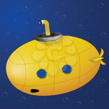 yellow submarine, abstract vector art illustration; image contains transparency