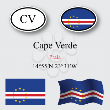 cape verde icons set icons set against gray background, abstract vector art illustration, image contains transparency