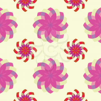 geometric pinky flowers pattern, abstract seamless texture, vector art illustration