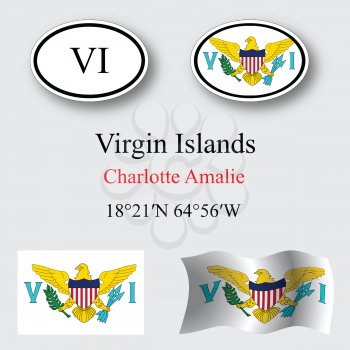 virgin islands icons set against gray background, abstract vector art illustration, image contains transparency