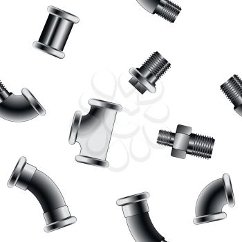 water pipe connectors pattern, abstract seamless texture, vector art illustration