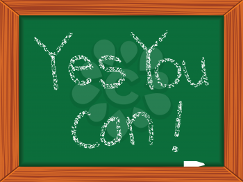 yes you can written on chalkboard, abstract vector art illustration