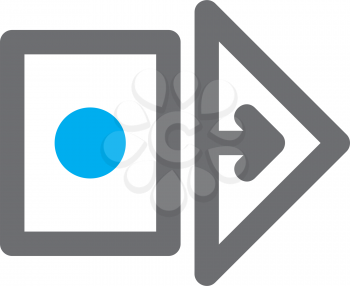 Royalty Free Clipart Image of a Rectangle With a Blue Dot and a Triangle With an Arrow