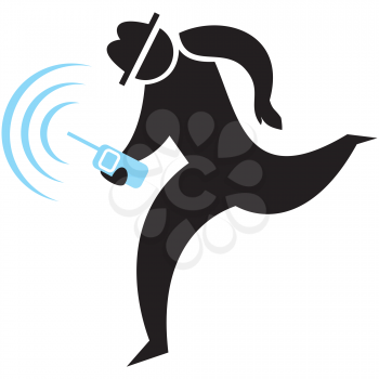 Royalty Free Clipart Image of a Silhouette With a Cellphone