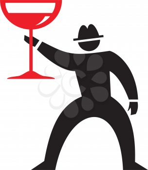 Royalty Free Clipart Image of a Man With a Cocktail