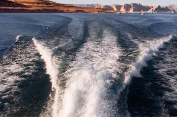 Royalty Free Photo of a Boat Trace in Lake Powell