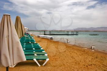 Royalty Free Photo of a Beach on the Dead Sea in Israel