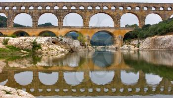 Royalty Free Photo of the Bridge Aqueduct Pont du Gard in Provence