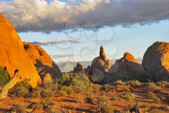 . A unreal landscape in National park  Arches  in the USA