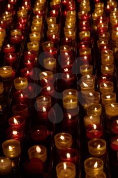 Candles in memory about died in a cathedral of Marseilles
