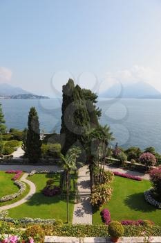 Northern Italy, Lake Maggiore.
A masterpiece of landscape art. Bright flower beds in the park on the island of Isola Bella.