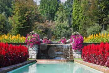 The shore of Lake Maggiore, Villa Taranto. Huge beautiful park-garden with flowers and fountains