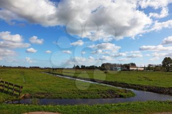 Coastal grassy plain with channels in Holland