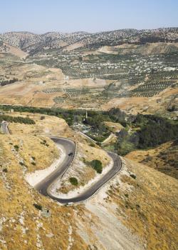 Road serpentine in mountains of Israel on border with Jordan